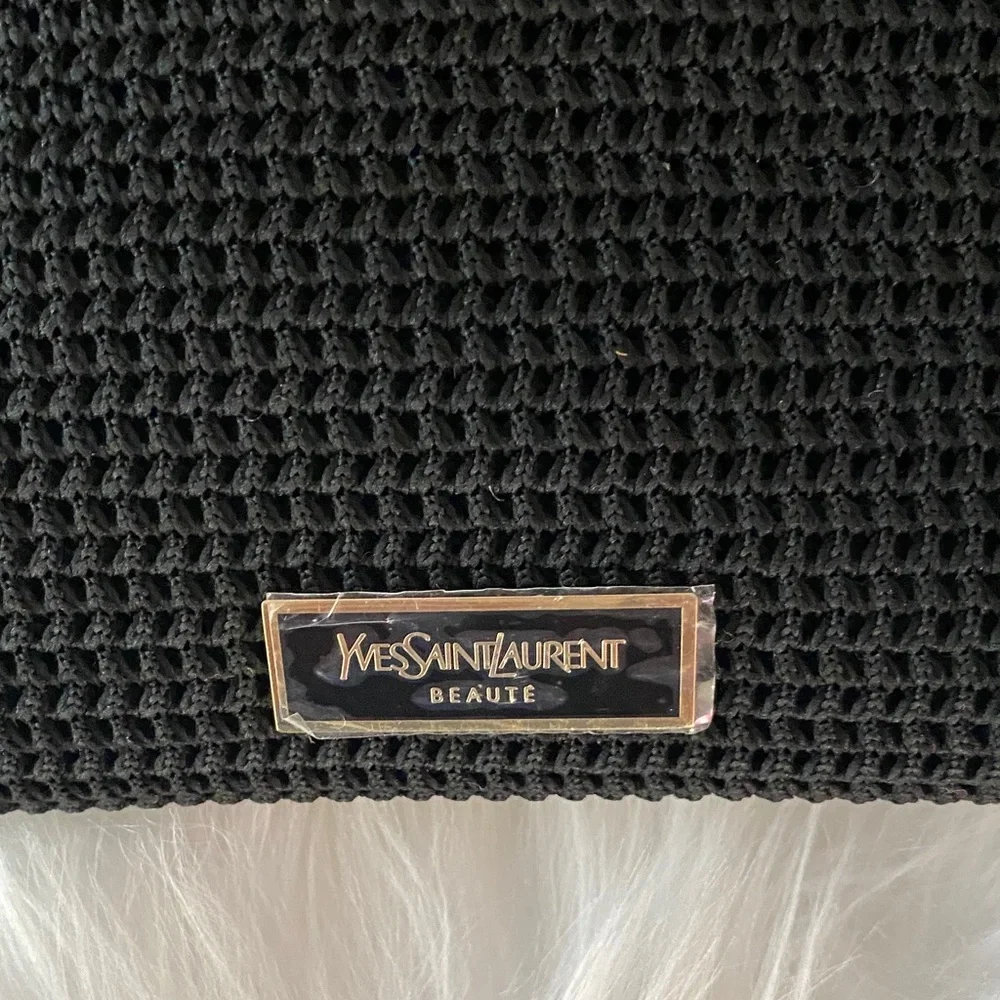 Yves Saint Laurent Black Textured makeup pouch new